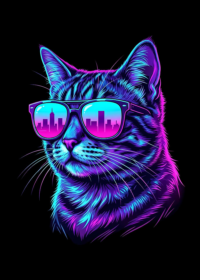 Cool Cat with Sunglasses and Cityscape