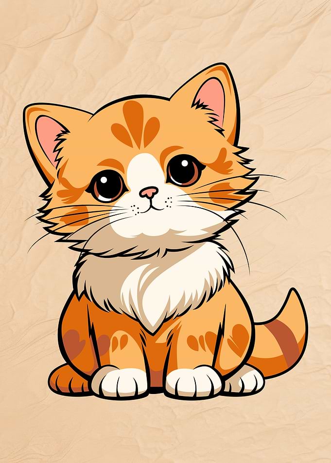 Cute Cartoon Orange Kitten Illustration