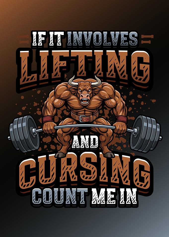Lifting and Cursing Bull Gym Weightlifting