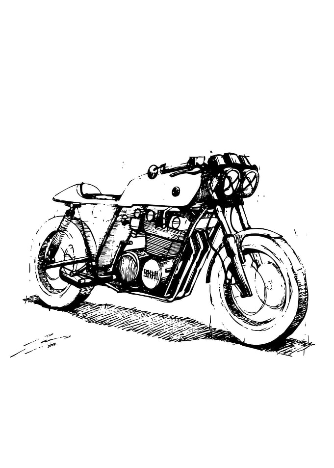Black and White Motorcycle Illustration