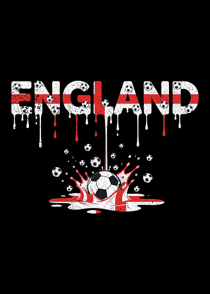 Cure England Flag Soccer Football Dripping Art