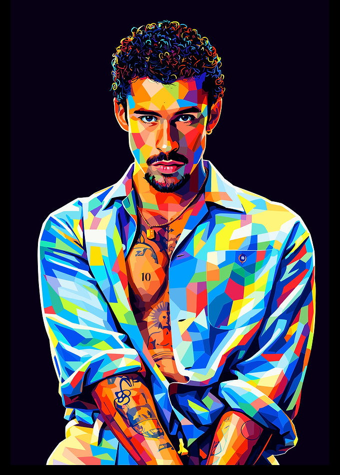 Colorful Portrait of Man with Tattoos