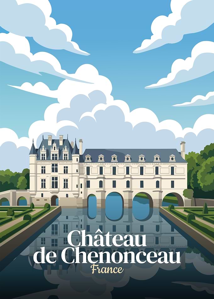Chateau de Chenonceau, France Illustration