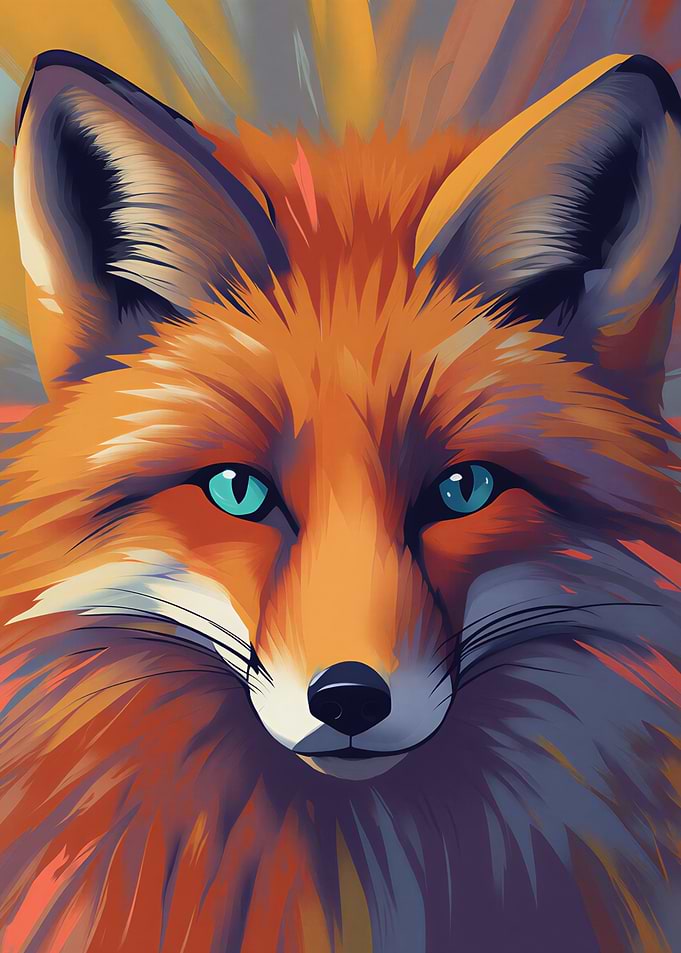 Fox Portrait with Vibrant Colors
