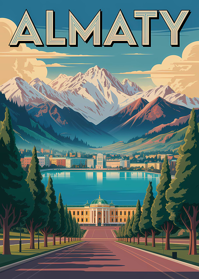 Almaty Travel Poster Art