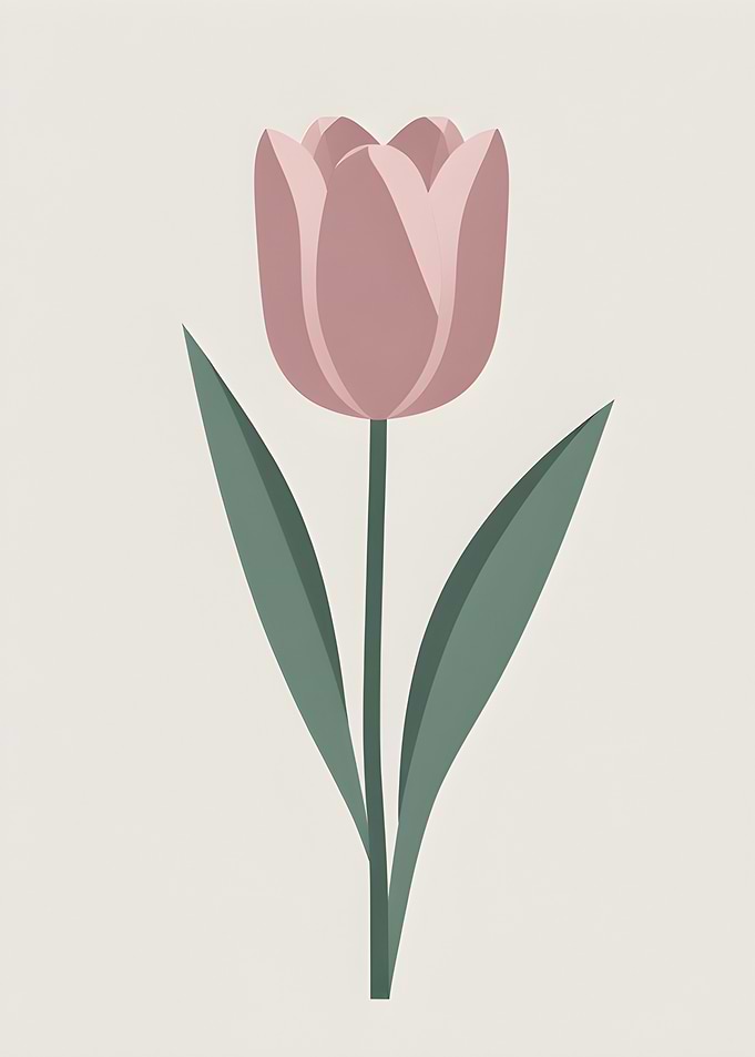 Minimalist Pink Tulip Illustration