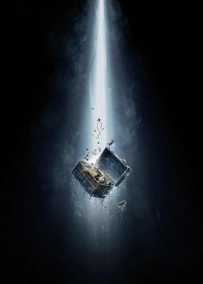 Open Treasure Chest with Light Beam