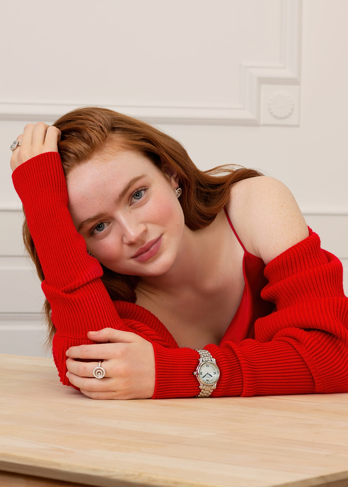 sadie sink in Red with Jewelry