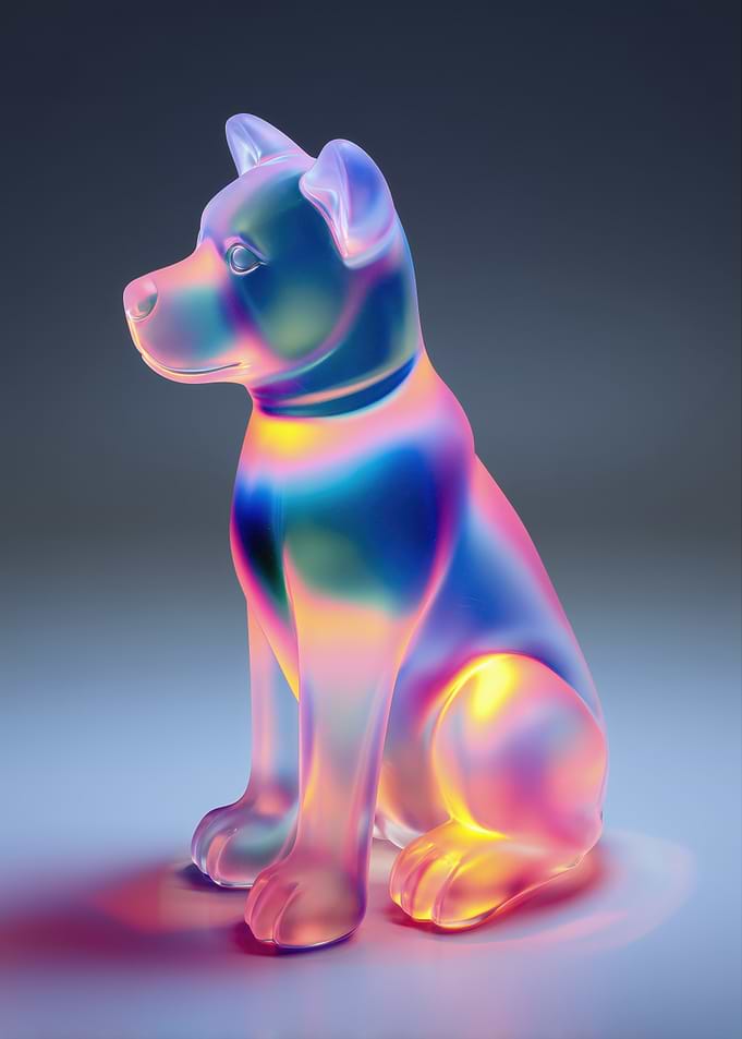 Iridescent Glass Dog Figurine