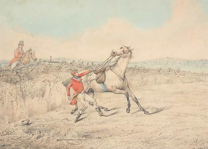 Horse Riding Accident Watercolor Painting