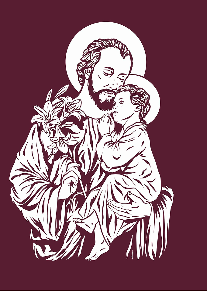 Saint Joseph and Child Jesus Illustration