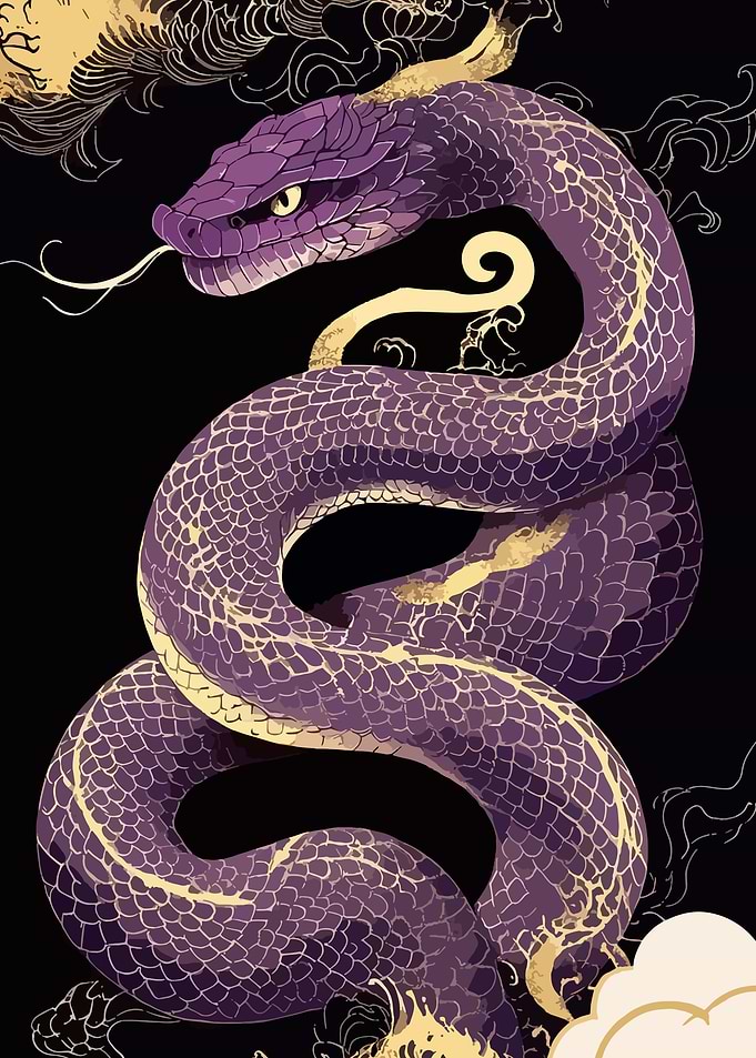 Purple Snake with Golden Accents