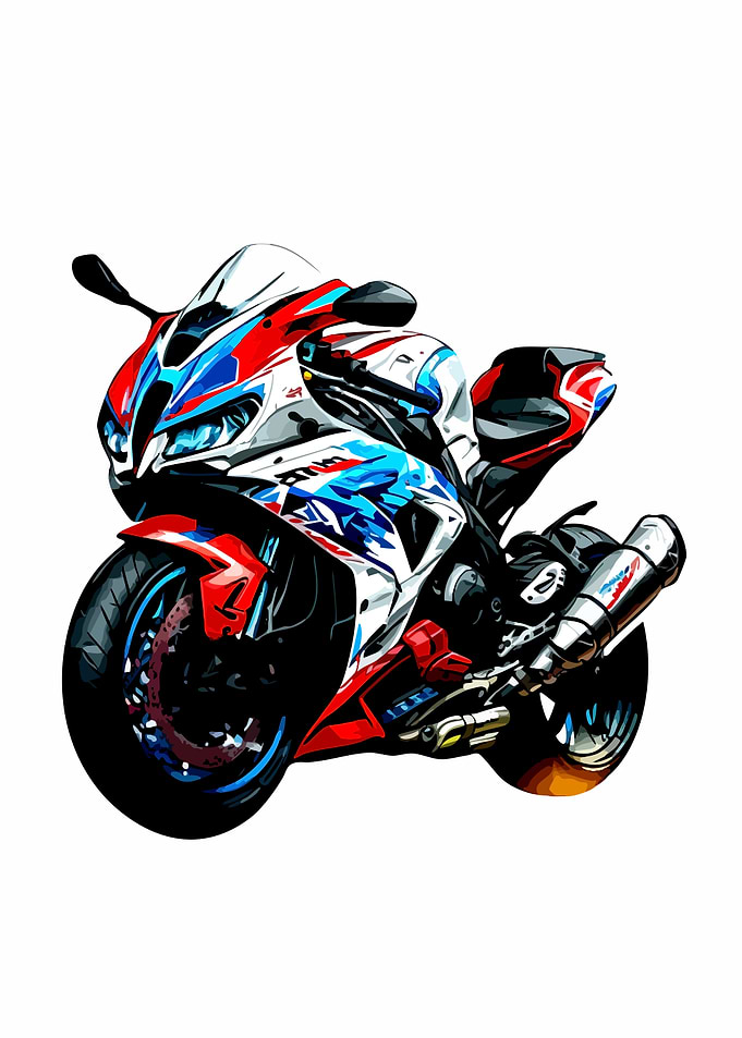 Sport Motorcycle with Red and Blue Accents