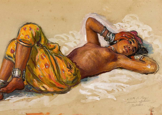 Reclining Woman in Yellow Pants Painting
