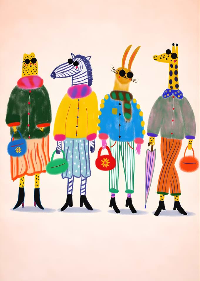 Fashionable Animals Illustration