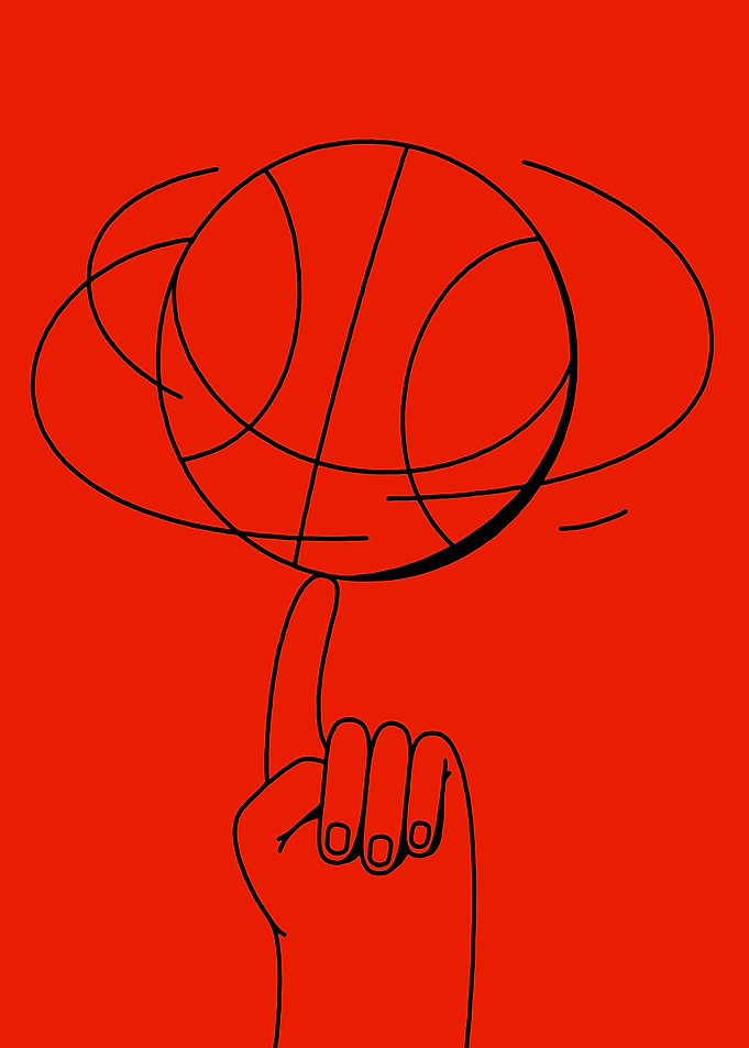 Spinning Basketball on Finger Illustration