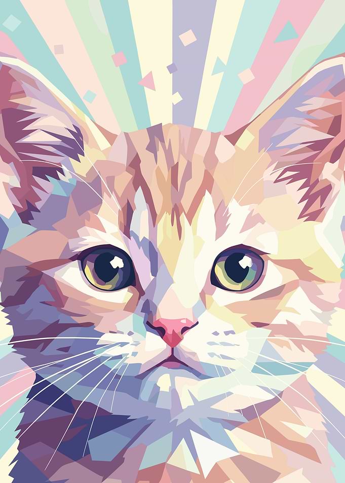 Colorful Geometric Cat Portrait