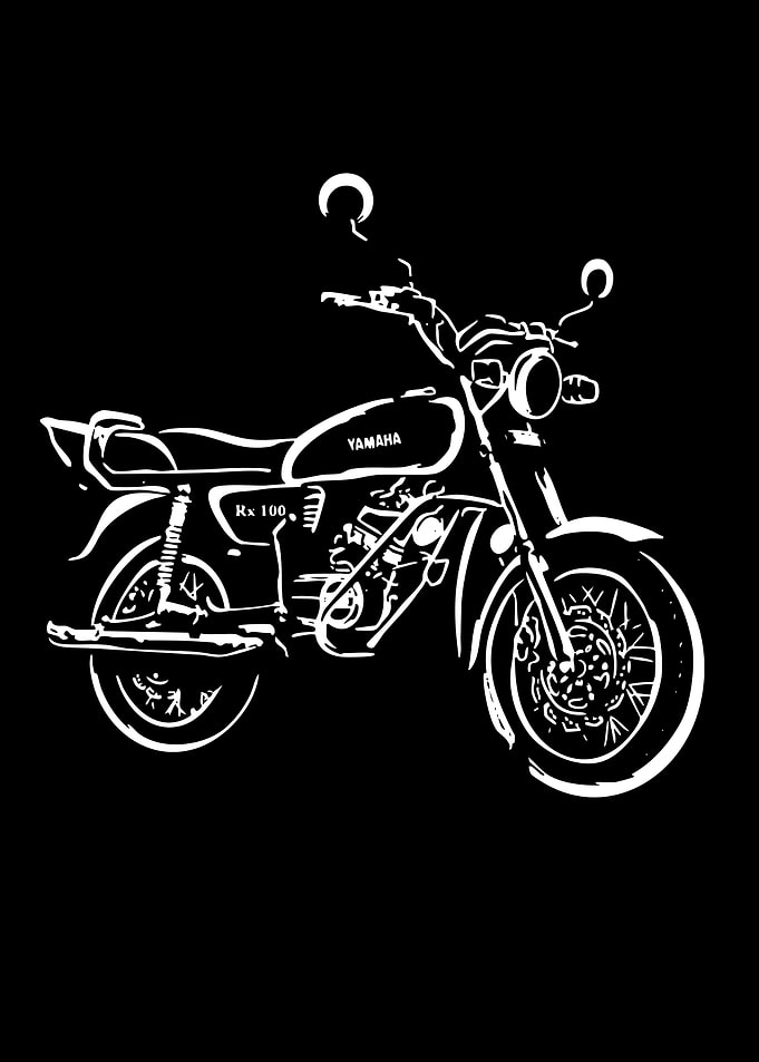 Yamaha RX 100 Motorcycle White Outline