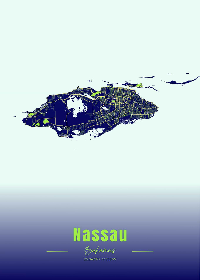 Nassau Bahamas Map Art Print