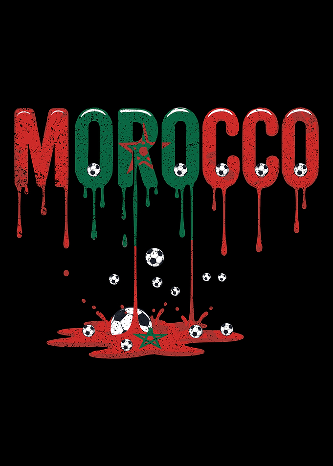 Cute Morocco Flag Soccer Dripping Art