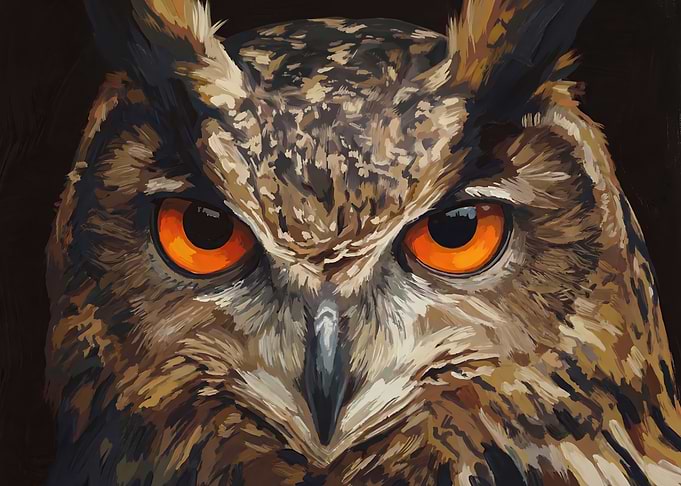 Intense Owl Portrait with Striking Eyes