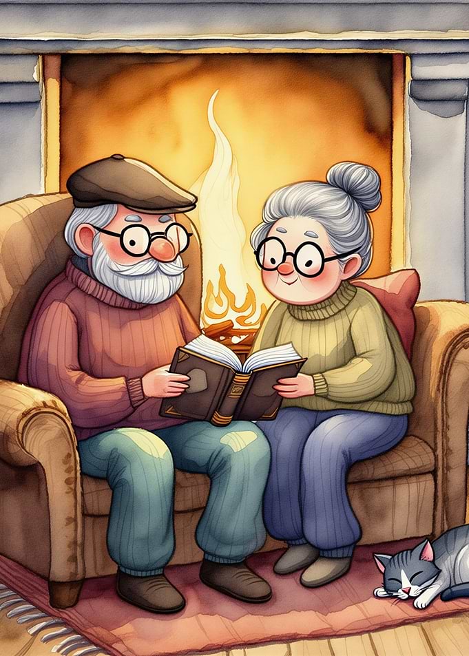 Cozy Reading by the Fireplace