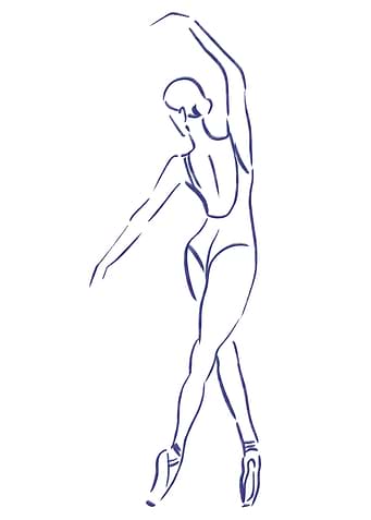 Ballet Dancer Sketch in Dark Violet