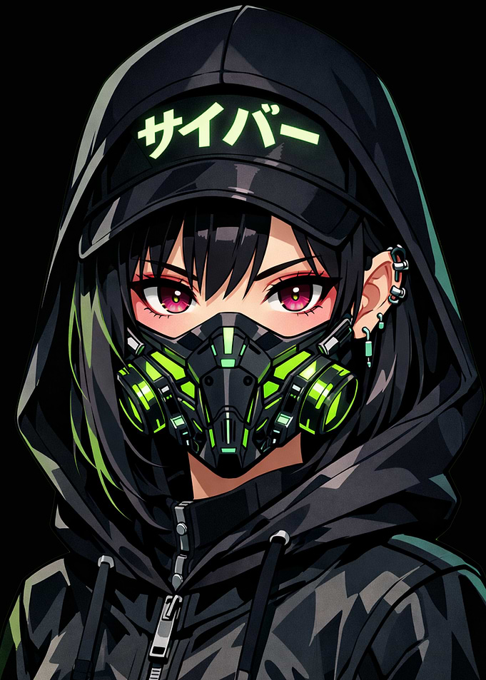 Cyberpunk Anime Girl with Mask