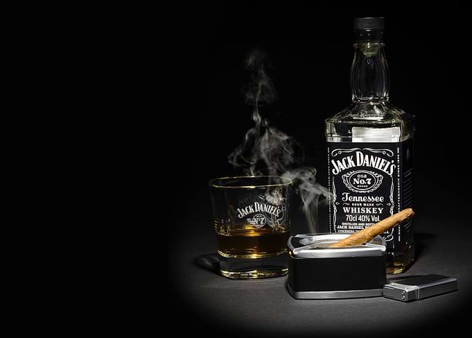 Jack Daniel's Whiskey and Cigar Still Life