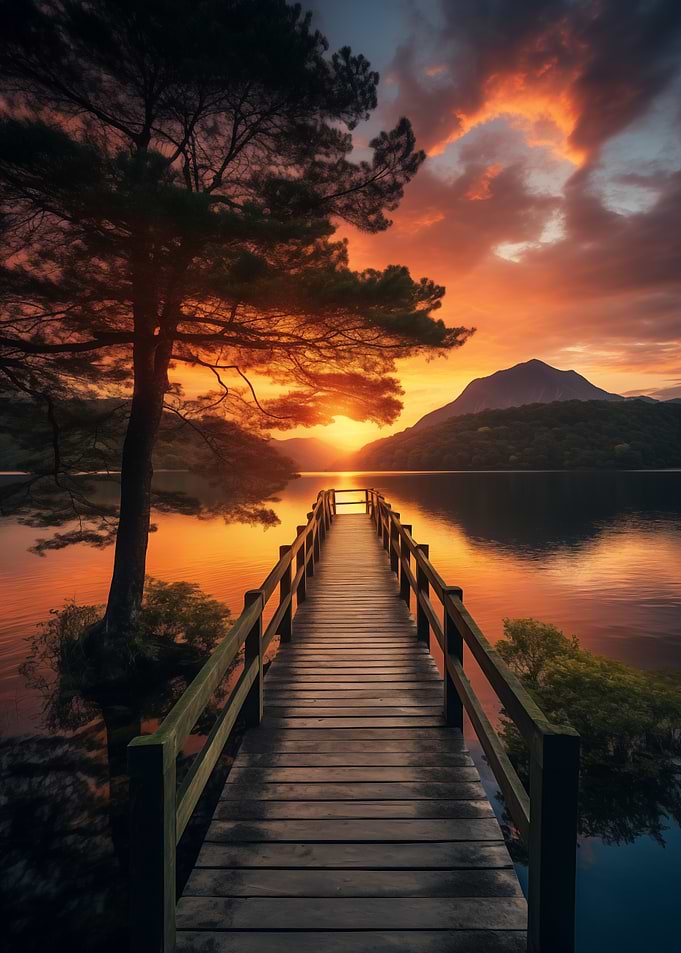 Sunset Lake Pier Landscape