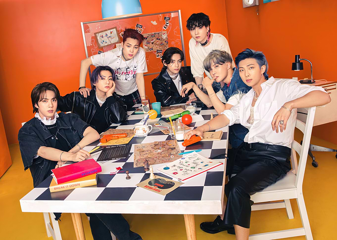 BTS Group Photo at Checkerboard Table