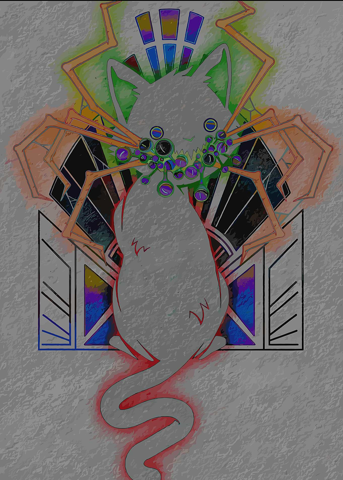 Abstract Cat with Geometric Background
