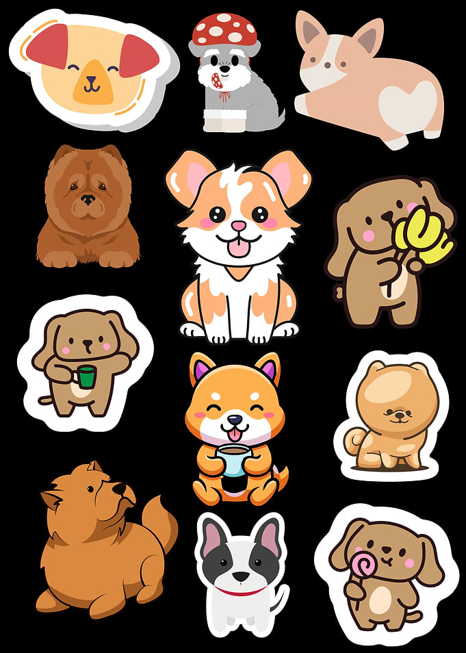 Cute Cartoon Dog Stickers Collection