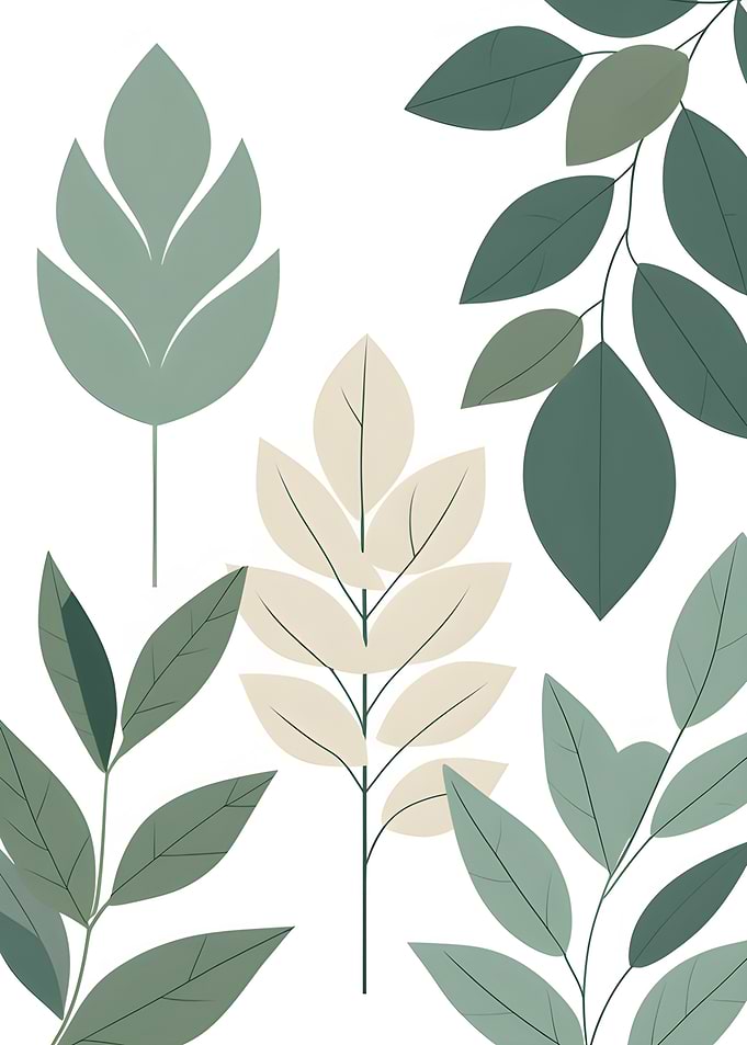 Minimalist Leaf Pattern on White Background