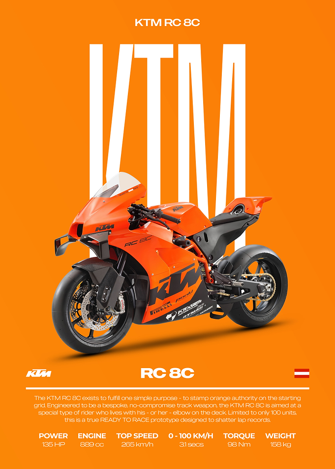 KTM RC 8C Motorcycle Poster
