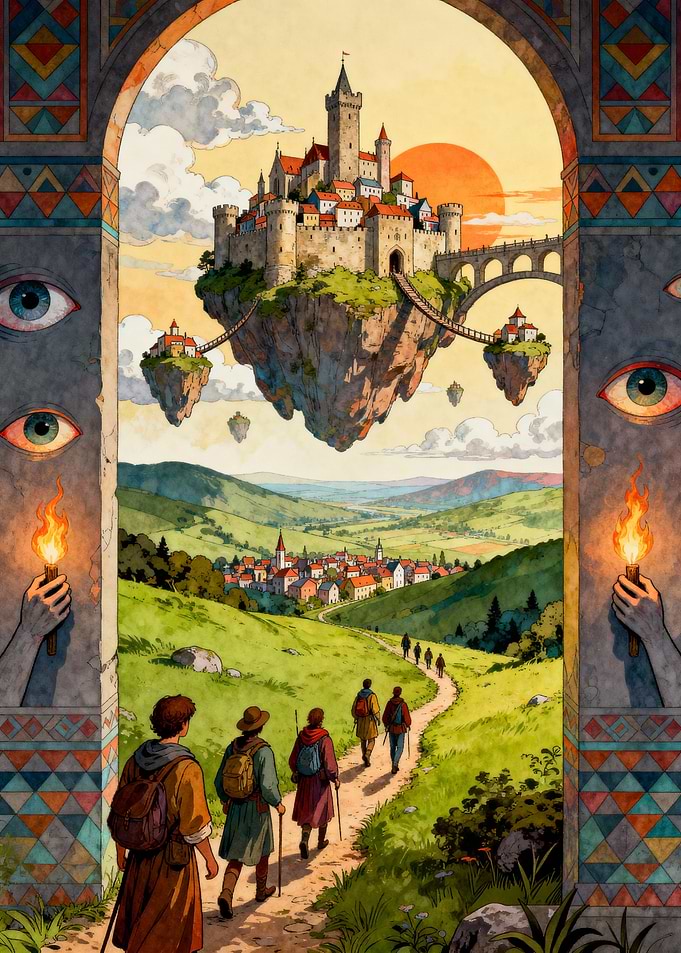 Fantasy Landscape with Floating Castle
