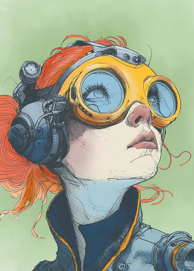 Steampunk Girl with Goggles Illustration