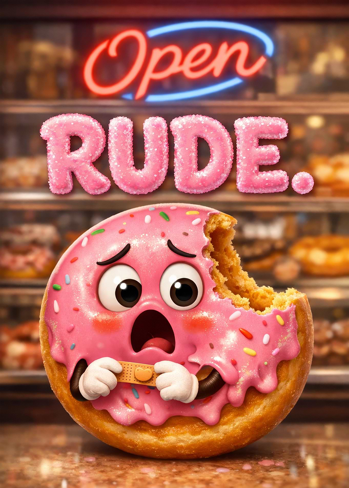 Sad Donut with Bite and Bandage