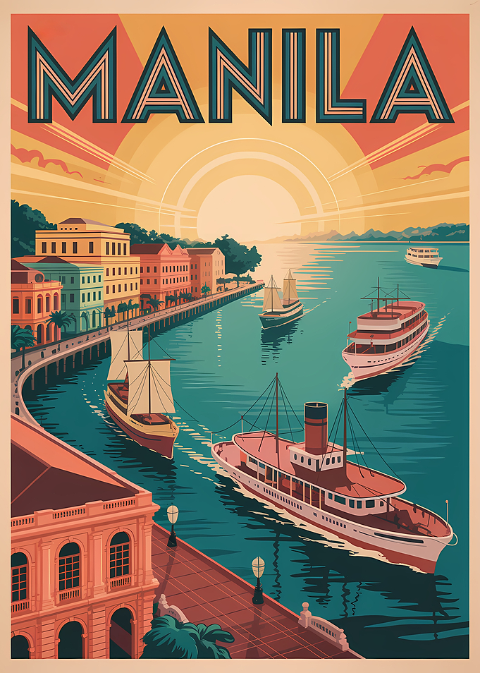 Manila Travel Poster Art Deco Style