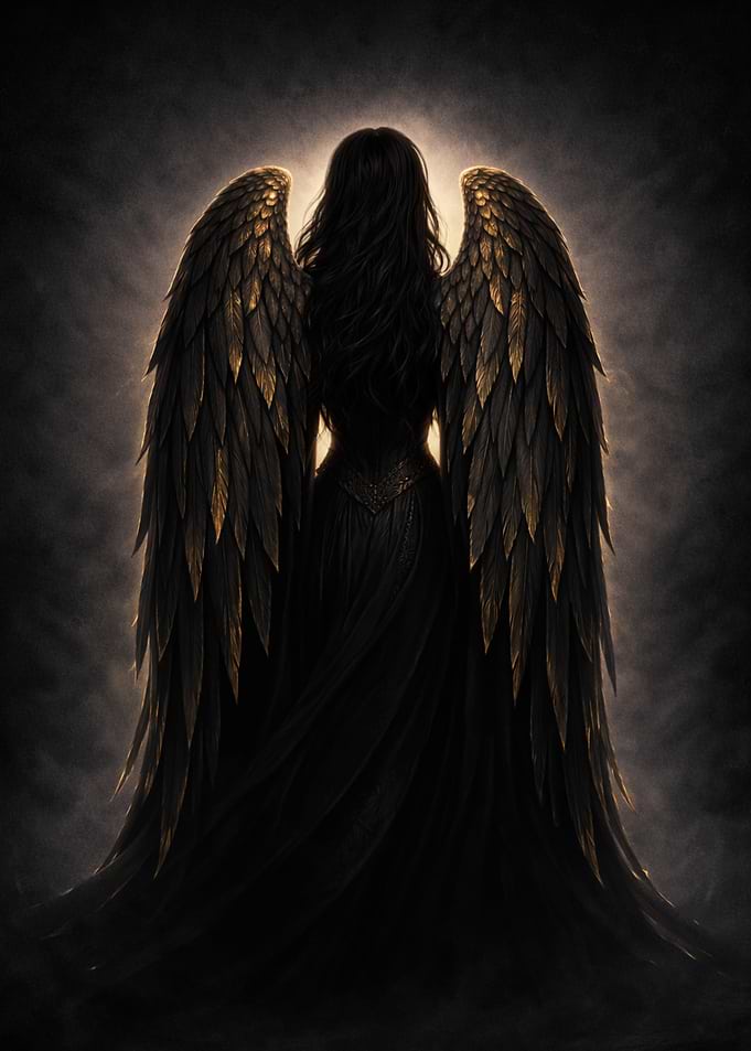 Dark Angel with Golden Wings