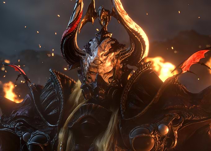 Final Fantasy Warrior with Horns and Armor