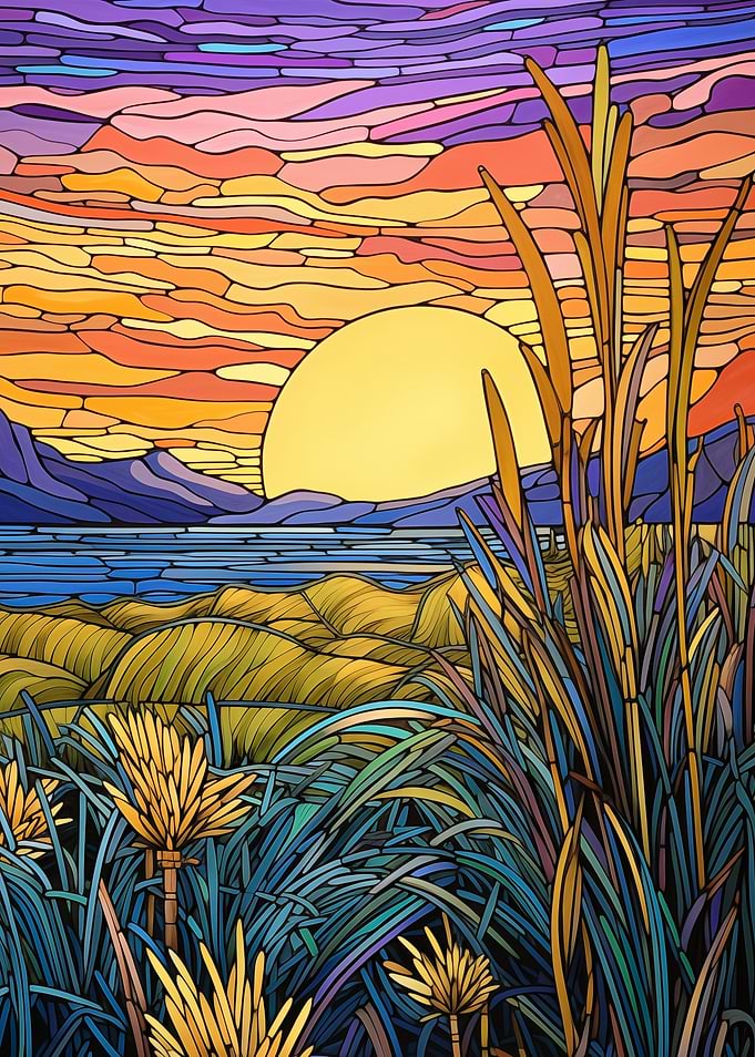 Glass Sunset Landscape