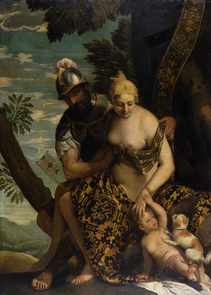 Mars, Venus, Cupid, and Dog Painting