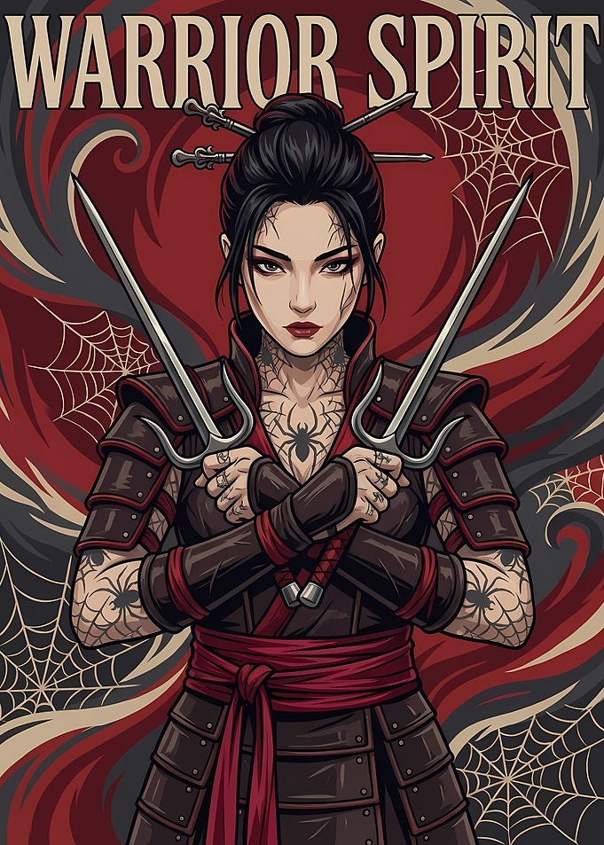Warrior Spirit Tattooed Woman with Sai