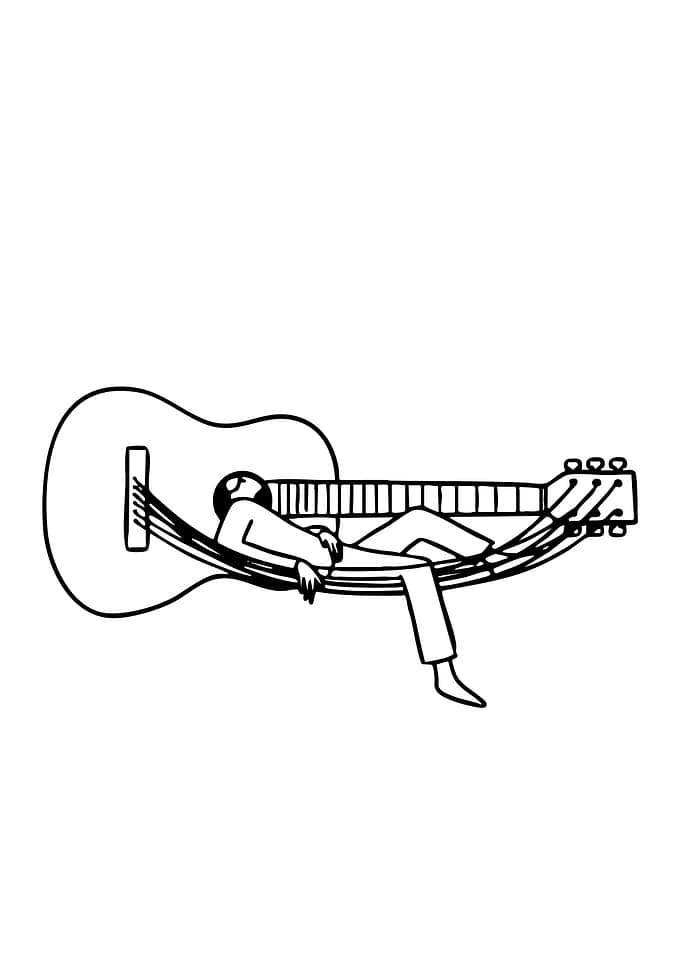 Man Relaxing in Guitar String Hammock