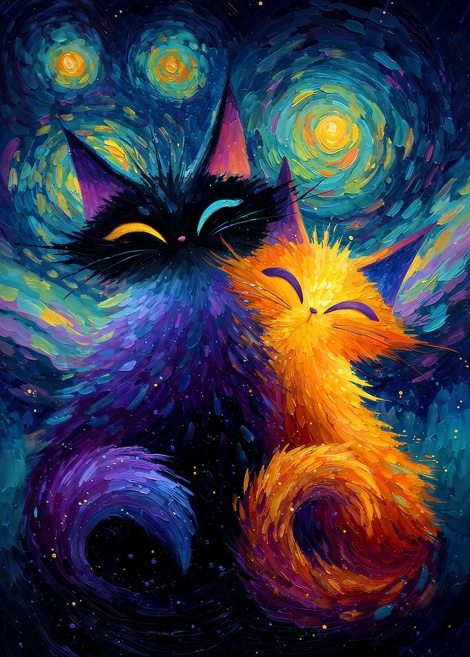 Starry Night Cat Lovers