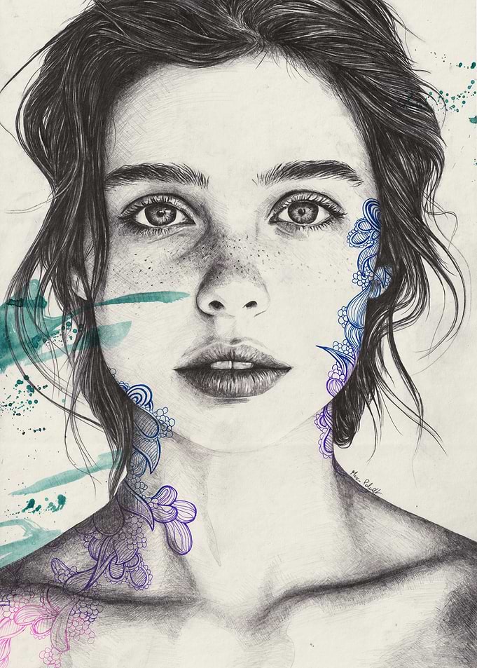 Portrait of a Woman with Floral Accents