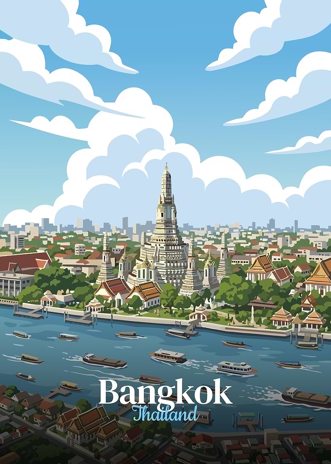 Bangkok Thailand Cityscape Illustration