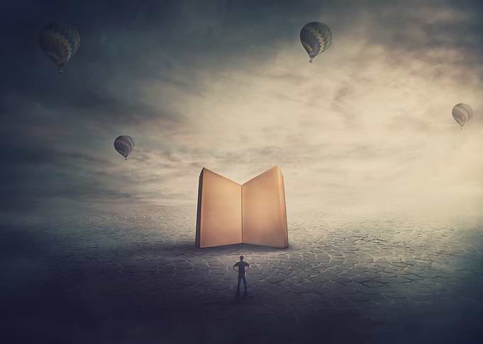 Open Book and Hot Air Balloons