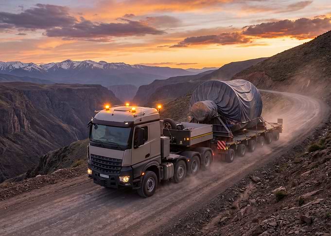 Oversized Load Truck on Mountain Road